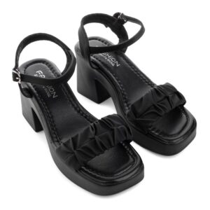 Босоніжки жіночі на підборах, ATTICO, екошкіра, колір чорний, 113787 – 2