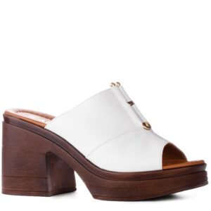 Шльопанці жіночі на підборах, ATTICO, шкіра, колір білий, 110815