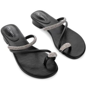 Шльопанці жіночі на низькому ходу, AKVAS, шкіра, колір чорний, 113765 – 2