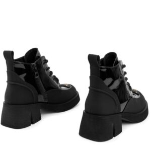 Черевики демісезонні на підборах, ATTICO, лак/шкіра, колір чорний, 116352 – 4